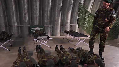 Sergeant Joris Leonard gives his new cadets the taste of his big dick