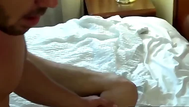 Horny teen Ryan's missionary bareback post-BJ ass stretch