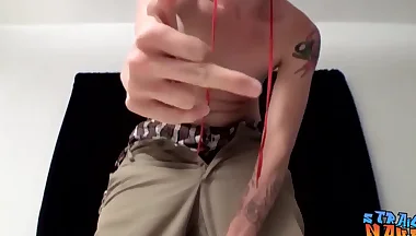 Tough guy plays with his dick solo