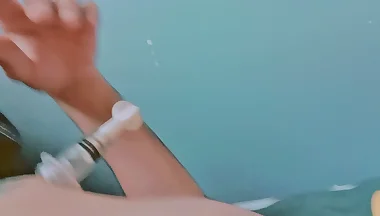 fit sexy crossdresser twink fembody using nipple suckers clamps making nipples hard